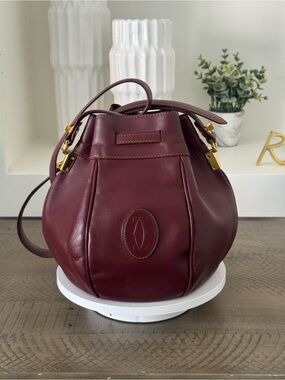 Cartier Must de Cartier Burgundy Leather Drawstring Bucket Bag Vintage